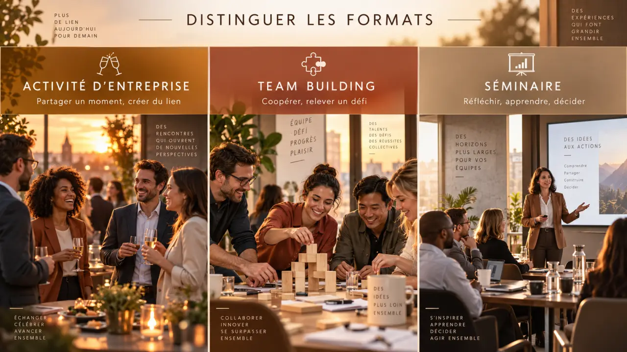 Activité d'entreprise, team building, séminaire : distinguer les formats