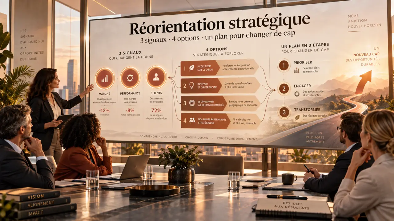 Réorientation stratégique : 3 signaux, 4 options et un plan pour changer de cap