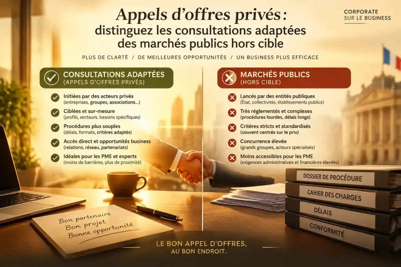 Appels d’offres privés : distinguez les consultations adaptées des marchés publics hors cible
