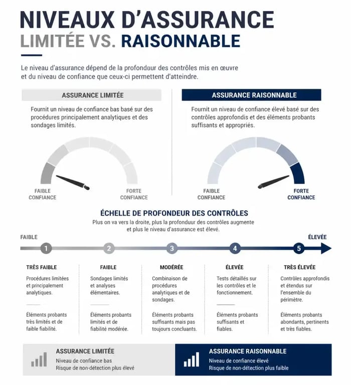 Différence entre assurance limitée et assurance raisonnable dans un audit bilan carbone